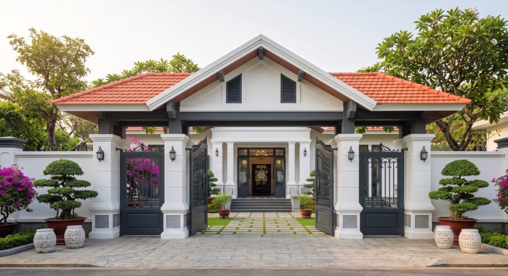 Biệt thự nhà vườn mái đỏ tráng lệ
