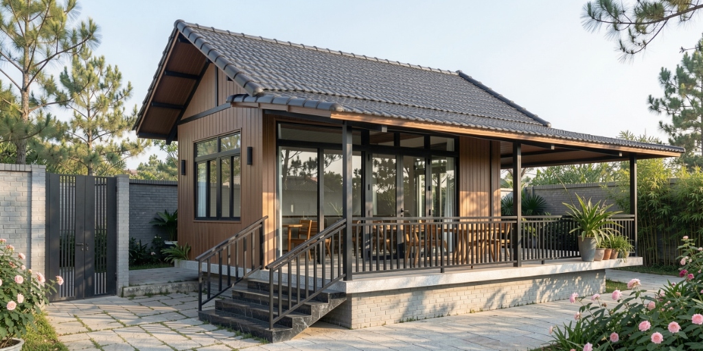 Cabin sân vườn gỗ mái Nhật Mộc Hoa