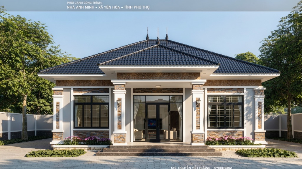 Thiết kế nhà vườn mái Nhật hiện đại The Yen Hoa Garden House tại Phú Thọ