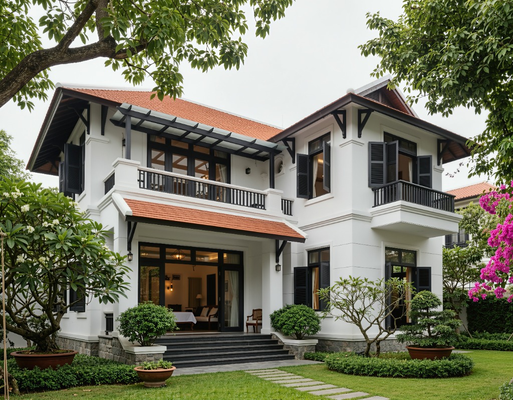 Thiết kế kiến trúc biệt thự vườn Đông Dương mới tại Phú Thọ