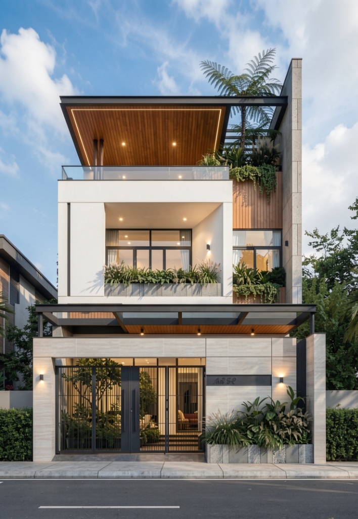 Thiết kế nhà phố hiện đại 5.5×20m tại Thành phố Hòa Bình