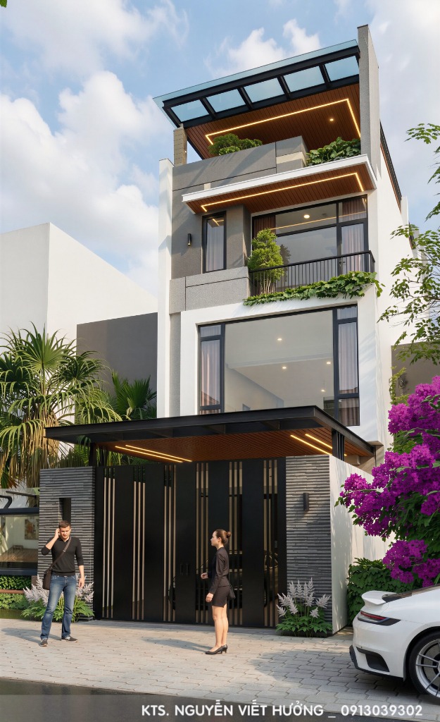 Nhà phố biệt thự 4 tầng hiện đại Skyline
