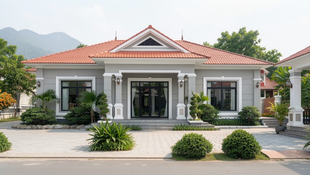 Biệt thự nhà vườn mái Thái đỏ cao cấp tại Vĩnh Phúc